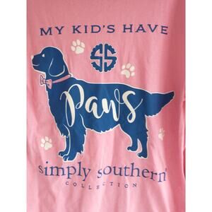 Simply Southern Long Sleeve Pink Shirt Dog Design Small